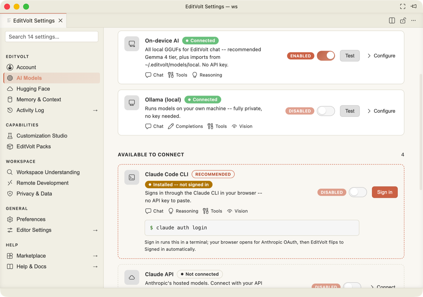 Connecting the Claude Code CLI