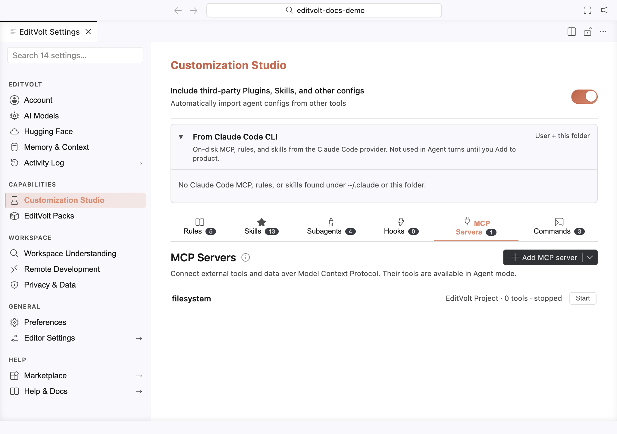 Customization Studio in a light theme